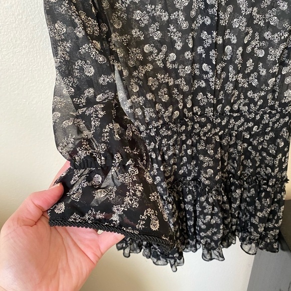 MISA Los Angeles Women's Vittoria Mini Dress M Black Floral Western Romantic - Picture 9 of 9